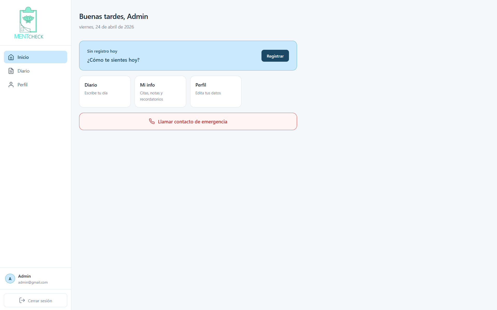Vista previa de Mentcheck Web